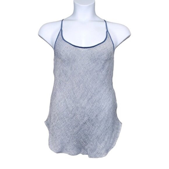 Michelle Farmer Womens Helenita Sleeveless Navy Blue Linen Gauze Tank Top Size L - Picture 1 of 6
